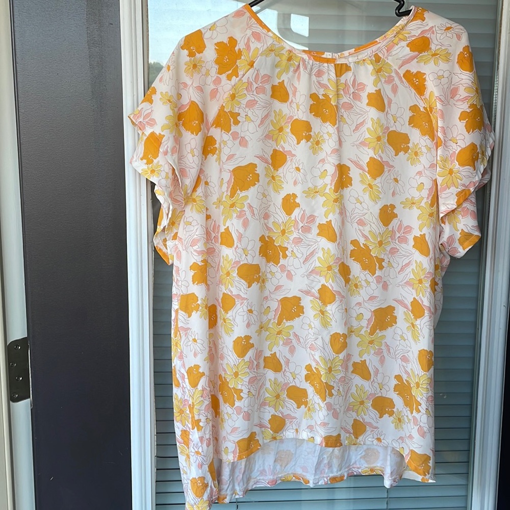 Loft Orange and Yellow Floral Top-NO OFFERS-Priced as marked